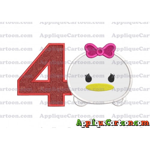 Tsum Tsum Daisy Duck Applique Embroidery Design Birthday Number 4