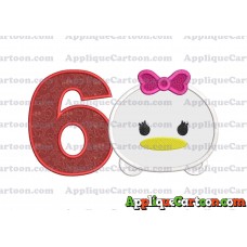 Tsum Tsum Daisy Duck Applique Embroidery Design Birthday Number 6