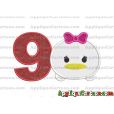 Tsum Tsum Daisy Duck Applique Embroidery Design Birthday Number 9