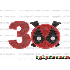 Tsum Tsum Deadpool Applique Embroidery Design Birthday Number 3