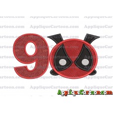Tsum Tsum Deadpool Applique Embroidery Design Birthday Number 9