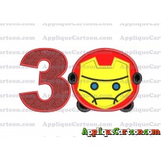 Tsum Tsum Iron man Applique Embroidery Design Birthday Number 3