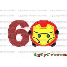 Tsum Tsum Iron man Applique Embroidery Design Birthday Number 6