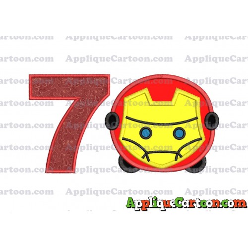 Tsum Tsum Iron man Applique Embroidery Design Birthday Number 7