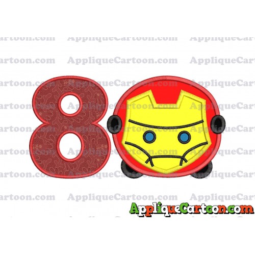 Tsum Tsum Iron man Applique Embroidery Design Birthday Number 8