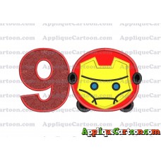 Tsum Tsum Iron man Applique Embroidery Design Birthday Number 9