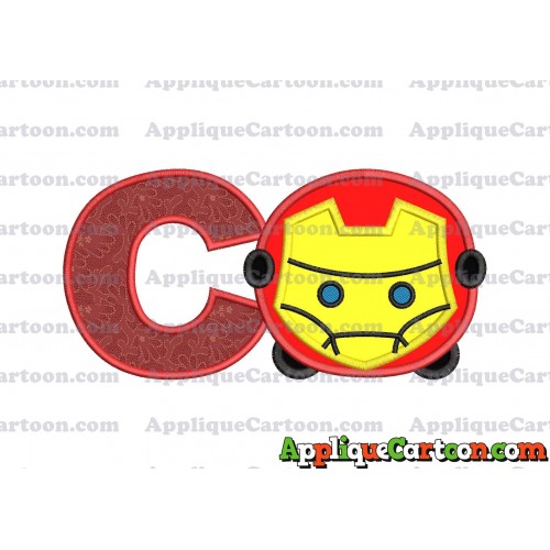 Tsum Tsum Iron man Applique Embroidery Design With Alphabet C