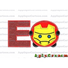 Tsum Tsum Iron man Applique Embroidery Design With Alphabet E