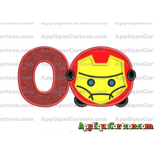 Tsum Tsum Iron man Applique Embroidery Design With Alphabet O