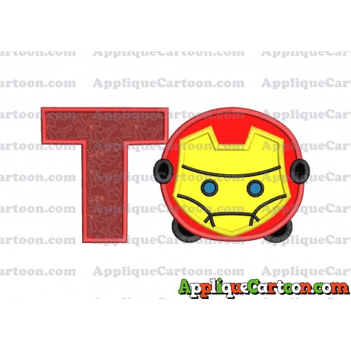 Tsum Tsum Iron man Applique Embroidery Design With Alphabet T