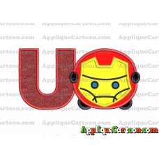Tsum Tsum Iron man Applique Embroidery Design With Alphabet U