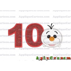 Tsum Tsum Olaf Applique Embroidery Design Birthday Number 10
