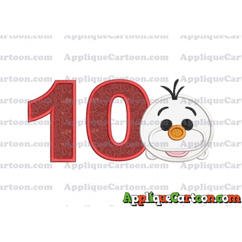 Tsum Tsum Olaf Applique Embroidery Design Birthday Number 10