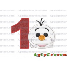 Tsum Tsum Olaf Applique Embroidery Design Birthday Number 1
