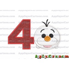 Tsum Tsum Olaf Applique Embroidery Design Birthday Number 4