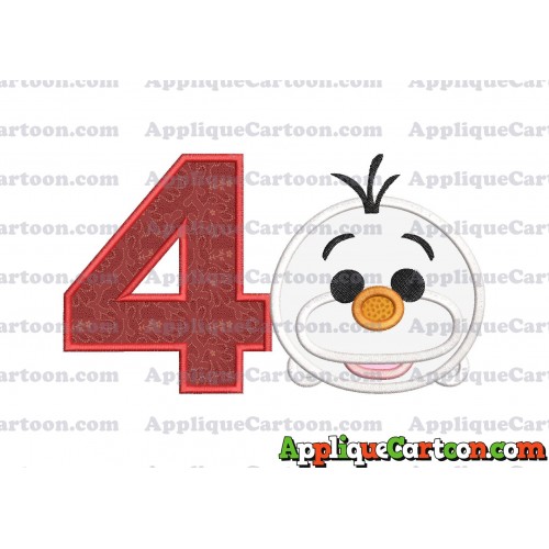 Tsum Tsum Olaf Applique Embroidery Design Birthday Number 4