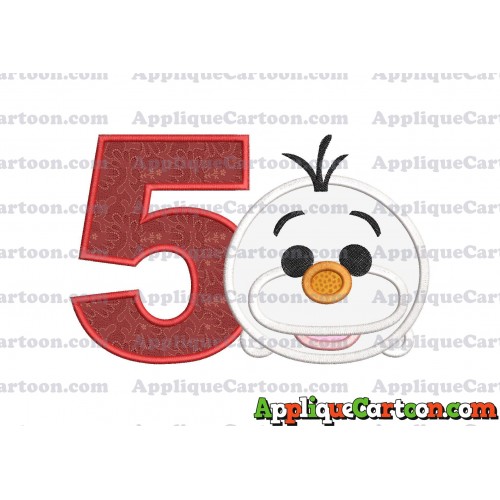 Tsum Tsum Olaf Applique Embroidery Design Birthday Number 5