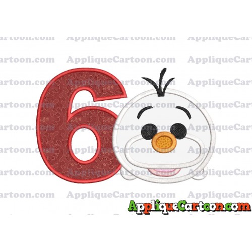 Tsum Tsum Olaf Applique Embroidery Design Birthday Number 6