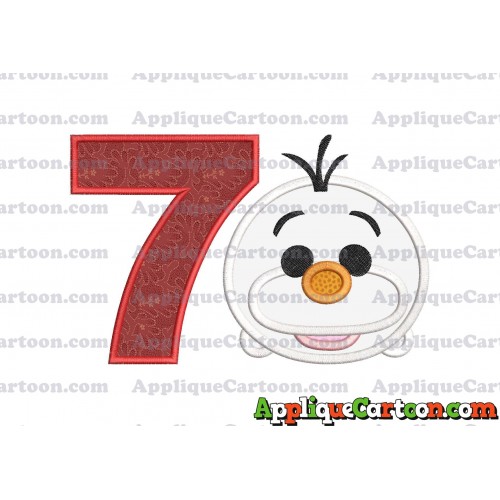 Tsum Tsum Olaf Applique Embroidery Design Birthday Number 7