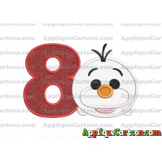 Tsum Tsum Olaf Applique Embroidery Design Birthday Number 8