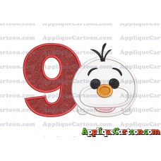 Tsum Tsum Olaf Applique Embroidery Design Birthday Number 9