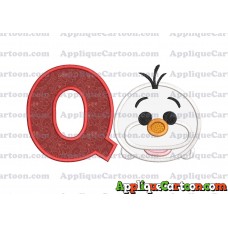 Tsum Tsum Olaf Applique Embroidery Design With Alphabet Q