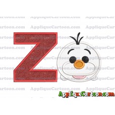 Tsum Tsum Olaf Applique Embroidery Design With Alphabet Z