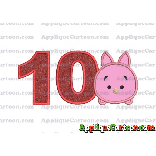 Tsum Tsum Piglet Applique Embroidery Design Birthday Number 10