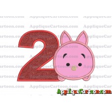 Tsum Tsum Piglet Applique Embroidery Design Birthday Number 2
