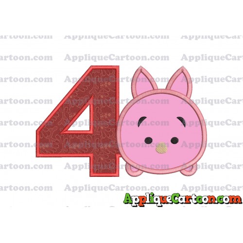 Tsum Tsum Piglet Applique Embroidery Design Birthday Number 4