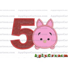 Tsum Tsum Piglet Applique Embroidery Design Birthday Number 5