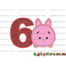 Tsum Tsum Piglet Applique Embroidery Design Birthday Number 6