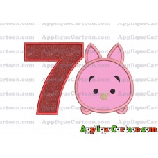 Tsum Tsum Piglet Applique Embroidery Design Birthday Number 7