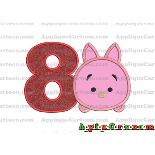 Tsum Tsum Piglet Applique Embroidery Design Birthday Number 8