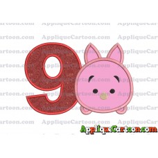 Tsum Tsum Piglet Applique Embroidery Design Birthday Number 9