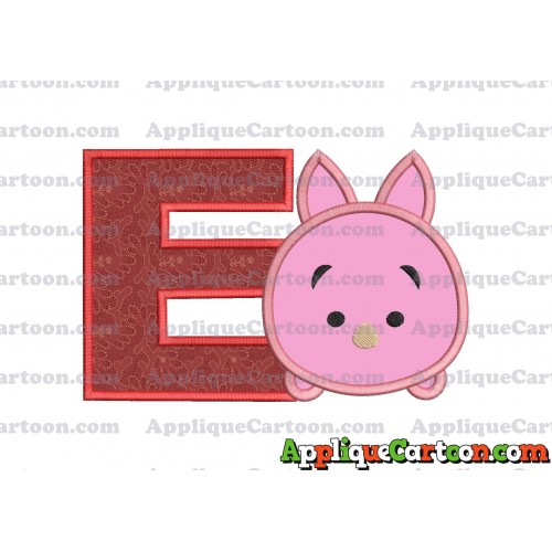 Tsum Tsum Piglet Applique Embroidery Design With Alphabet E