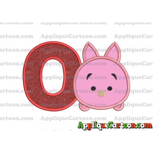Tsum Tsum Piglet Applique Embroidery Design With Alphabet O