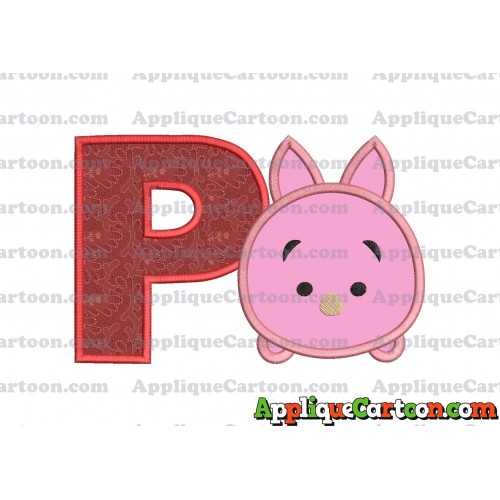 Tsum Tsum Piglet Applique Embroidery Design With Alphabet P