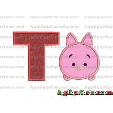 Tsum Tsum Piglet Applique Embroidery Design With Alphabet T