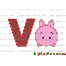 Tsum Tsum Piglet Applique Embroidery Design With Alphabet V