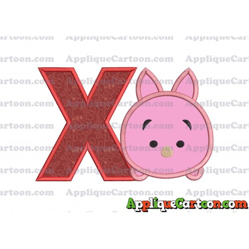 Tsum Tsum Piglet Applique Embroidery Design With Alphabet X