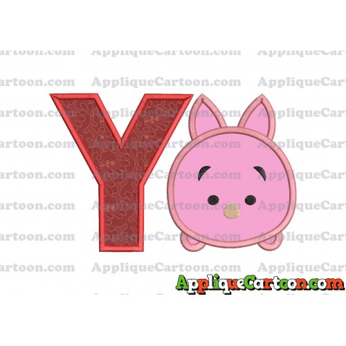 Tsum Tsum Piglet Applique Embroidery Design With Alphabet Y