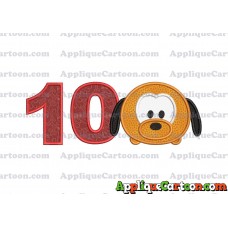 Tsum Tsum Pluto Applique Embroidery Design Birthday Number 10