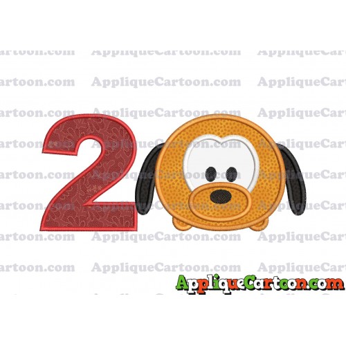 Tsum Tsum Pluto Applique Embroidery Design Birthday Number 2
