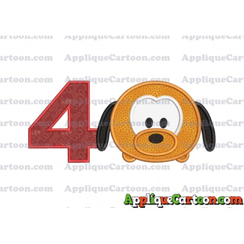 Tsum Tsum Pluto Applique Embroidery Design Birthday Number 4