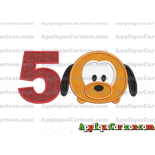 Tsum Tsum Pluto Applique Embroidery Design Birthday Number 5