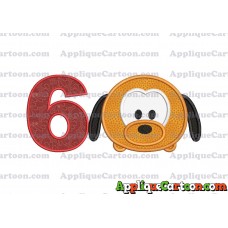 Tsum Tsum Pluto Applique Embroidery Design Birthday Number 6