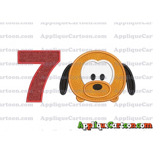 Tsum Tsum Pluto Applique Embroidery Design Birthday Number 7