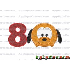 Tsum Tsum Pluto Applique Embroidery Design Birthday Number 8