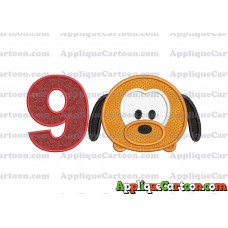 Tsum Tsum Pluto Applique Embroidery Design Birthday Number 9